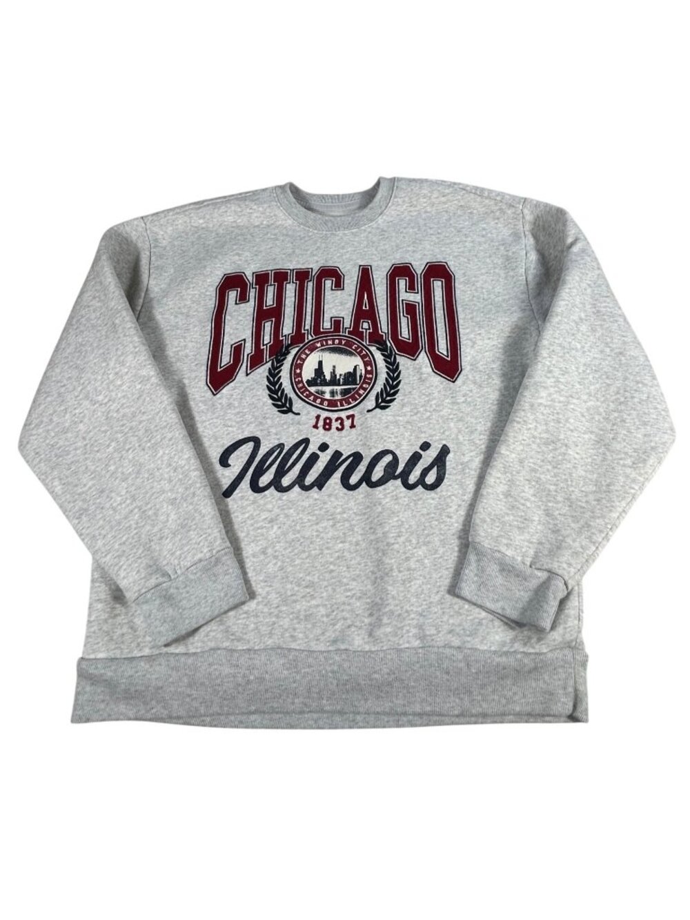 Hollister Chicago Illinois SUPER SOFT Sweatshirt Relaxed Fit XL Gray Cotton